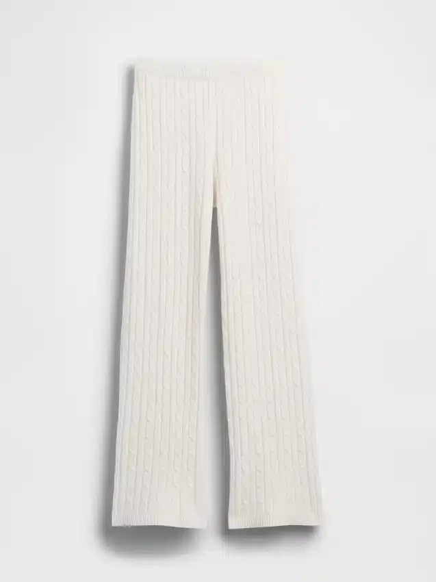 CashSoft-Strickpullover mit Zopfmuster und Bootcut-Hose