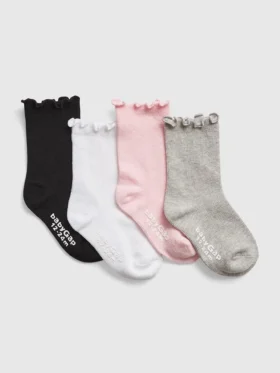 Crew-Socken für Kleinkinder mit Lettuce-Einfassung (4er-Pack)