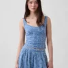 Crop-Bustier-Oberteil mit Lochmuster