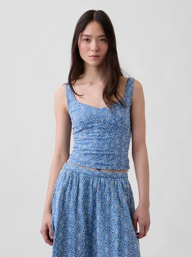 Crop-Bustier-Oberteil mit Lochmuster