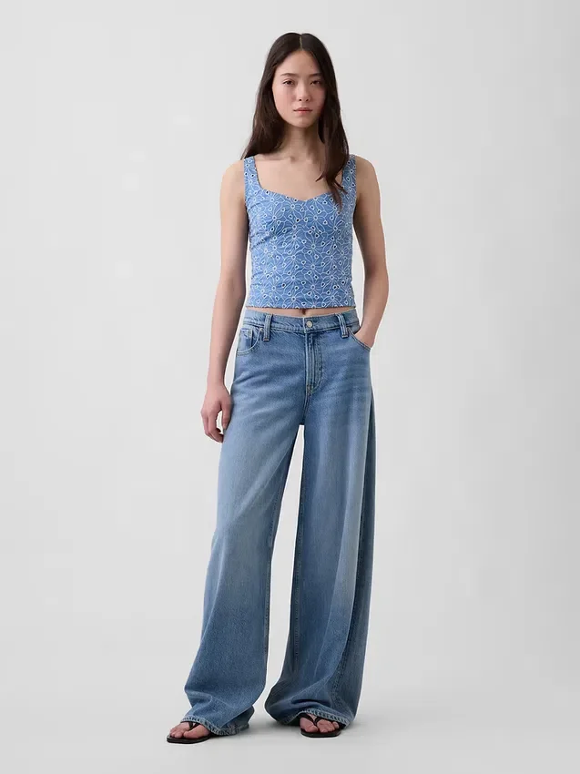 Crop-Bustier-Oberteil mit Lochmuster