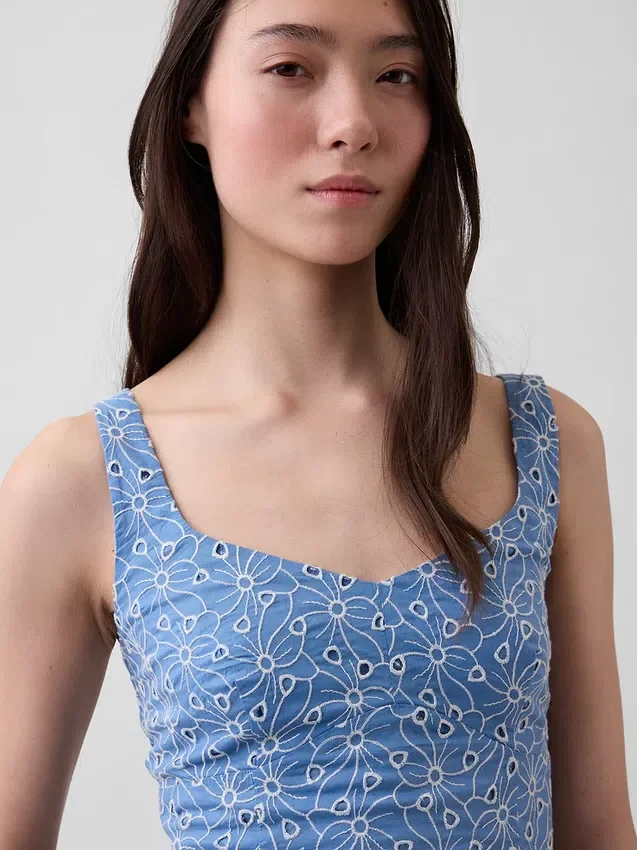 Crop-Bustier-Oberteil mit Lochmuster