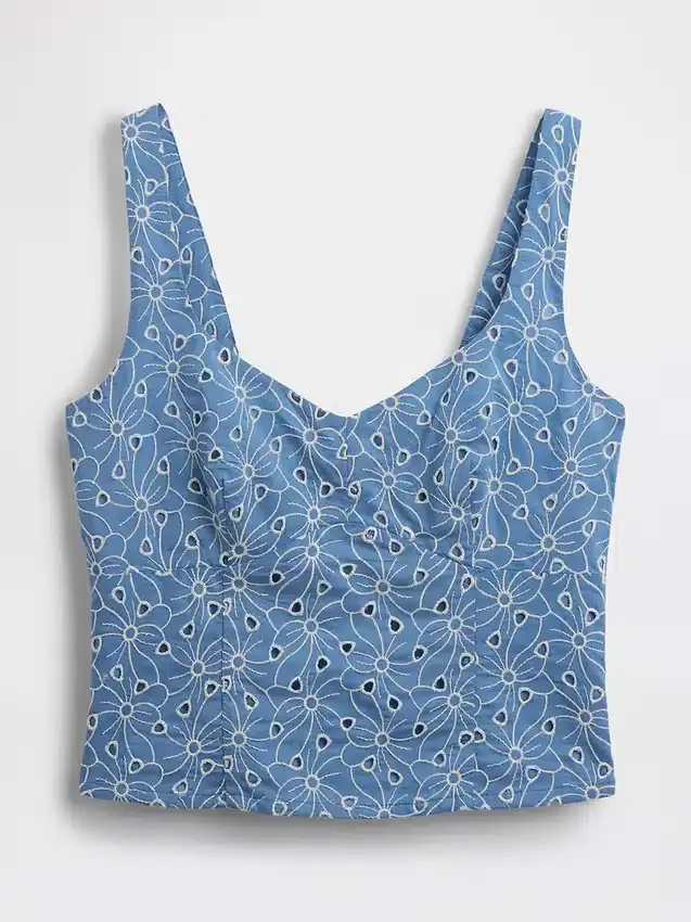 Crop-Bustier-Oberteil mit Lochmuster
