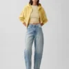 Crop-Jeans mit hoher Leibhöhe im Barrel-Schnitt
