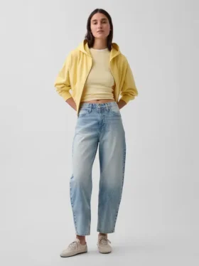 Crop-Jeans mit hoher Leibhöhe im Barrel-Schnitt