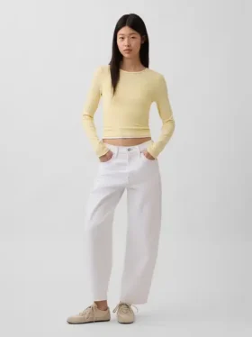 Crop-Jeans mit hoher Leibhöhe im Barrel-Schnitt