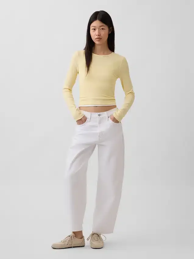 Crop-Jeans mit hoher Leibhöhe im Barrel-Schnitt