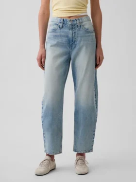 Crop-Jeans mit hoher Leibhöhe im Barrel-Schnitt