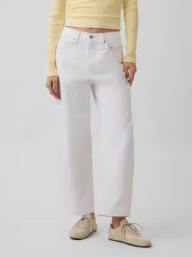 Crop-Jeans mit hoher Leibhöhe im Barrel-Schnitt
