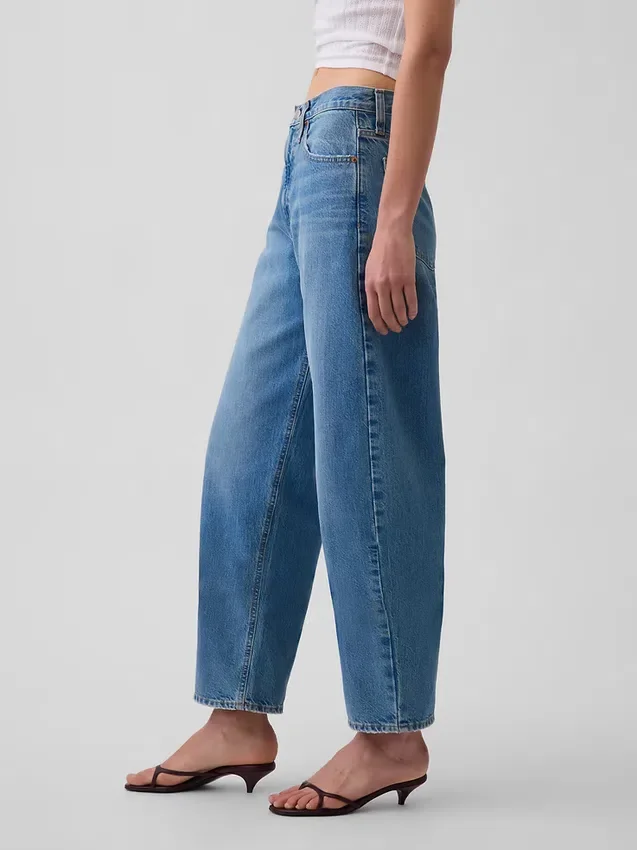 Crop-Jeans mit hoher Leibhöhe im Barrel-Schnitt