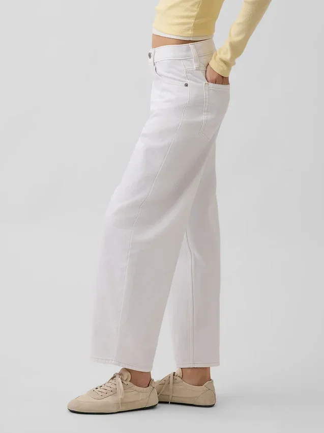 Crop-Jeans mit hoher Leibhöhe im Barrel-Schnitt