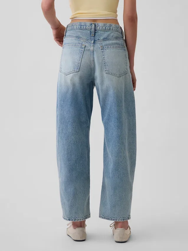 Crop-Jeans mit hoher Leibhöhe im Barrel-Schnitt