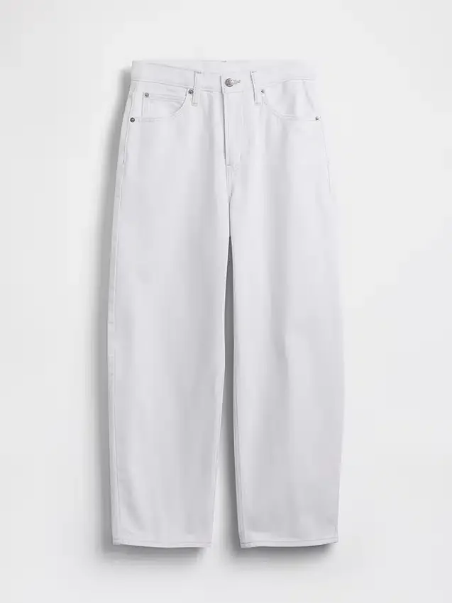 Crop-Jeans mit hoher Leibhöhe im Barrel-Schnitt