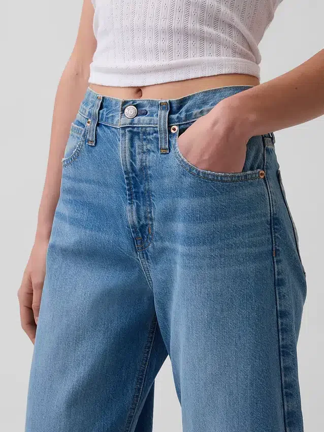 Crop-Jeans mit hoher Leibhöhe im Barrel-Schnitt