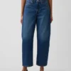 Crop-Jeans mit hoher Leibhöhe und Barrel-Schnitt
