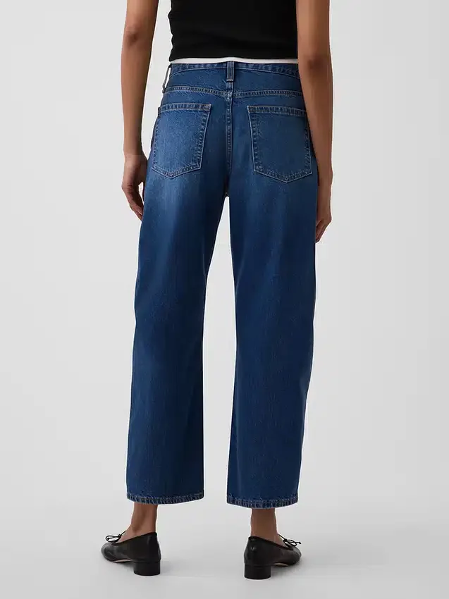Crop-Jeans mit hoher Leibhöhe und Barrel-Schnitt