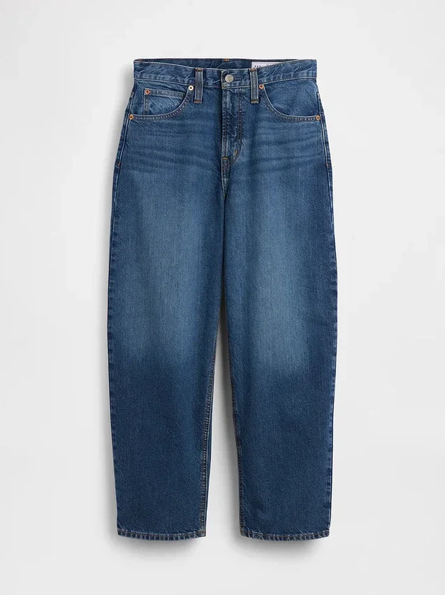 Crop-Jeans mit hoher Leibhöhe und Barrel-Schnitt