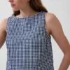 Crop-Oberteil aus Denim mit Gingham-Muster