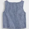 Crop-Oberteil aus Denim mit Gingham-Muster