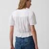Crop-Oberteil mit Peplum aus Baumwollgaze