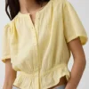 Crop-Oberteil mit Peplum aus Baumwollgaze