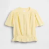 Crop-Oberteil mit Peplum aus Baumwollgaze