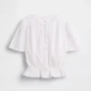 Crop-Oberteil mit Peplum aus Baumwollgaze