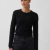 Crop-Pullover aus 100 % Baumwolle mit Pointelle-Strick