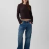 Crop-Pullover aus 100 % Baumwolle mit Pointelle-Strick