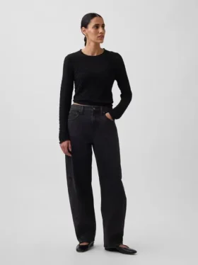 Crop-Pullover aus 100 % Baumwolle mit Pointelle-Strick