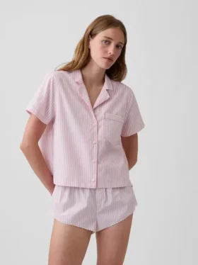 Crop-Pyjamahemd aus Popeline