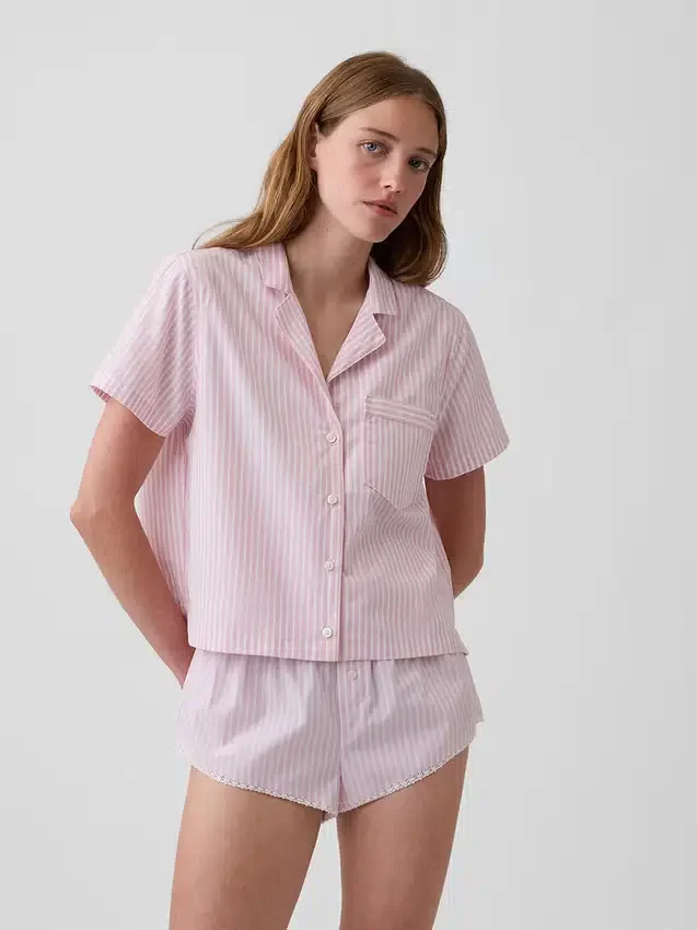 Crop-Pyjamahemd aus Popeline