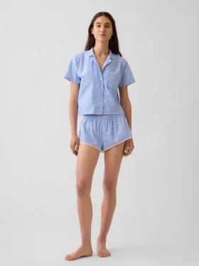 Crop-Pyjamahemd aus Popeline