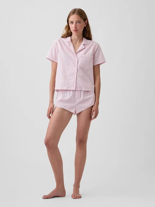Crop-Pyjamahemd aus Popeline