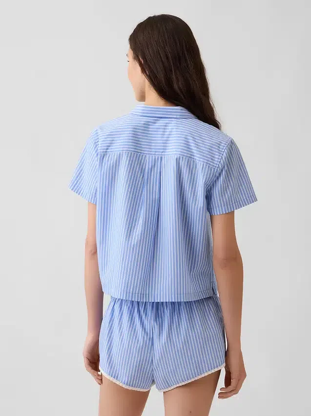 Crop-Pyjamahemd aus Popeline