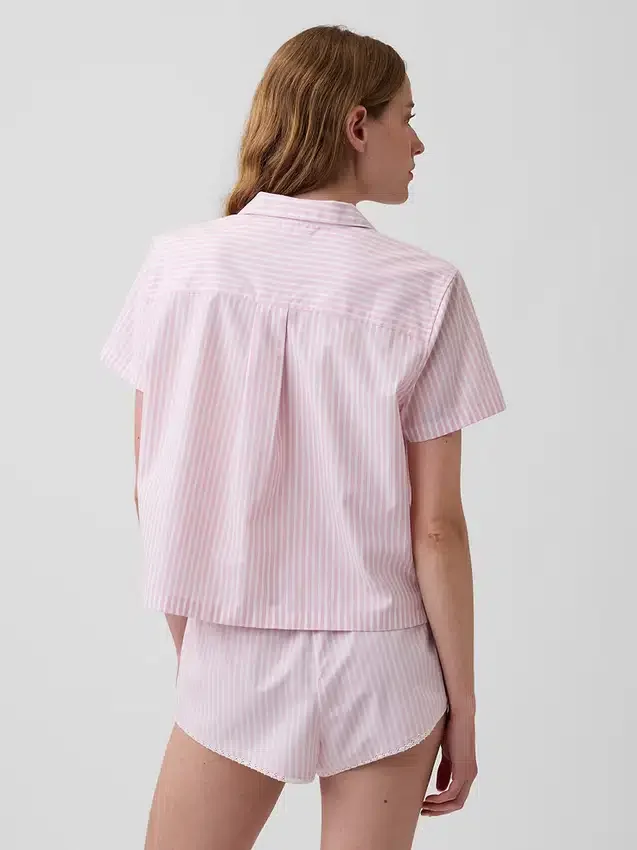 Crop-Pyjamahemd aus Popeline