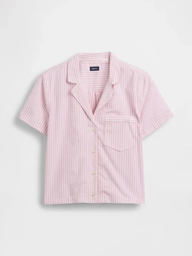 Crop-Pyjamahemd aus Popeline