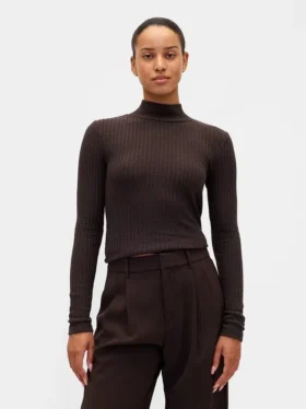 Crop-Rollkragenpullover aus Pointelle-Rippstrick