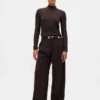Crop-Rollkragenpullover aus Pointelle-Rippstrick
