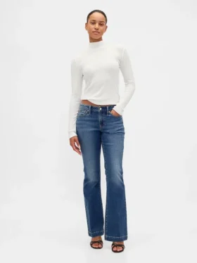 Crop-Rollkragenpullover aus Pointelle-Rippstrick