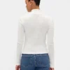 Crop-Rollkragenpullover aus Pointelle-Rippstrick