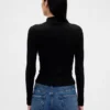 Crop-Rollkragenpullover aus Pointelle-Rippstrick