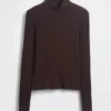 Crop-Rollkragenpullover aus Pointelle-Rippstrick