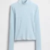 Crop-Rollkragenpullover aus Pointelle-Rippstrick