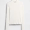 Crop-Rollkragenpullover aus Pointelle-Rippstrick