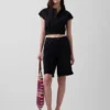Crop-Shirt aus Popeline mit Flügelärmeln