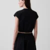 Crop-Shirt aus Popeline mit Flügelärmeln