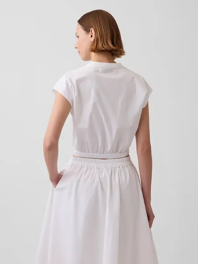 Crop-Shirt aus Popeline mit Flügelärmeln
