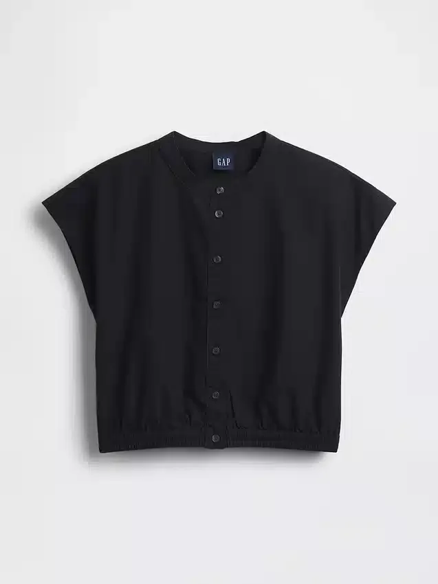 Crop-Shirt aus Popeline mit Flügelärmeln