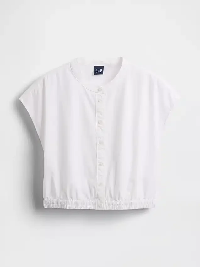Crop-Shirt aus Popeline mit Flügelärmeln